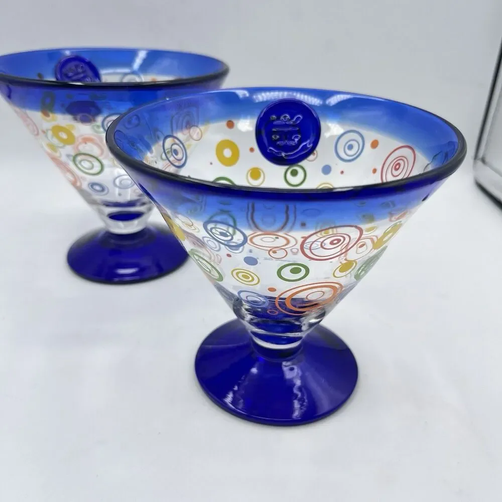 Royal Caribbean Kosta Boda Cocktail Glasses 2009 Hand blown Cobalt Blue 2